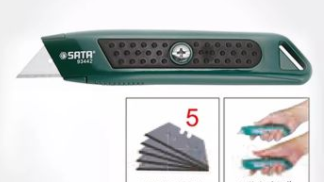 SATA 93442 Safety Zinc Alloy Utility Knife , 5 Extra Blades